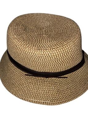 Nine West Stylish Tan Woven Hat with Black Band